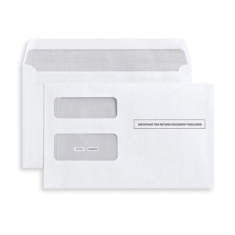 Dutymark 100 Tax 1099 Envelopes Self-Seal For 1099 MISC, 1099-R & DIV - INT, 1095, 1098, Double-Window Security tinded, For Quickbooks or Tax Software - 5 5/8 Inch x 9 Inch, 100 Envelopes - Image 1
